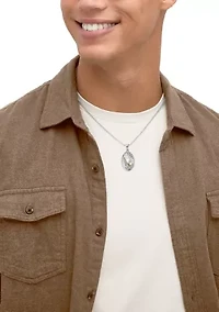 Praying Hand Medal Pendant with 20" Bead Chain in Sterling Silver