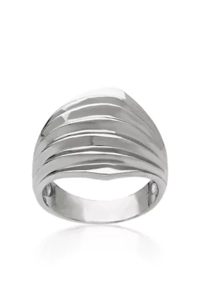 Sterling Silver Dome Ribbed Ring
