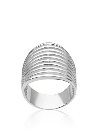 Sterling Silver Wide Ribbed Ring