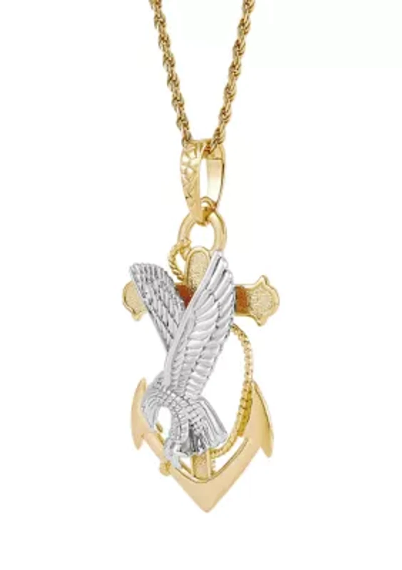 Anchor With Eagle Pendant with 22" Rope Chain in Sterling Silver