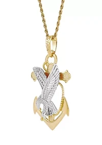 Anchor With Eagle Pendant with 22" Rope Chain in Sterling Silver