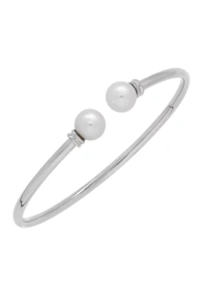 Sterling Silver Pearl Slip-On Bangle Bracelet