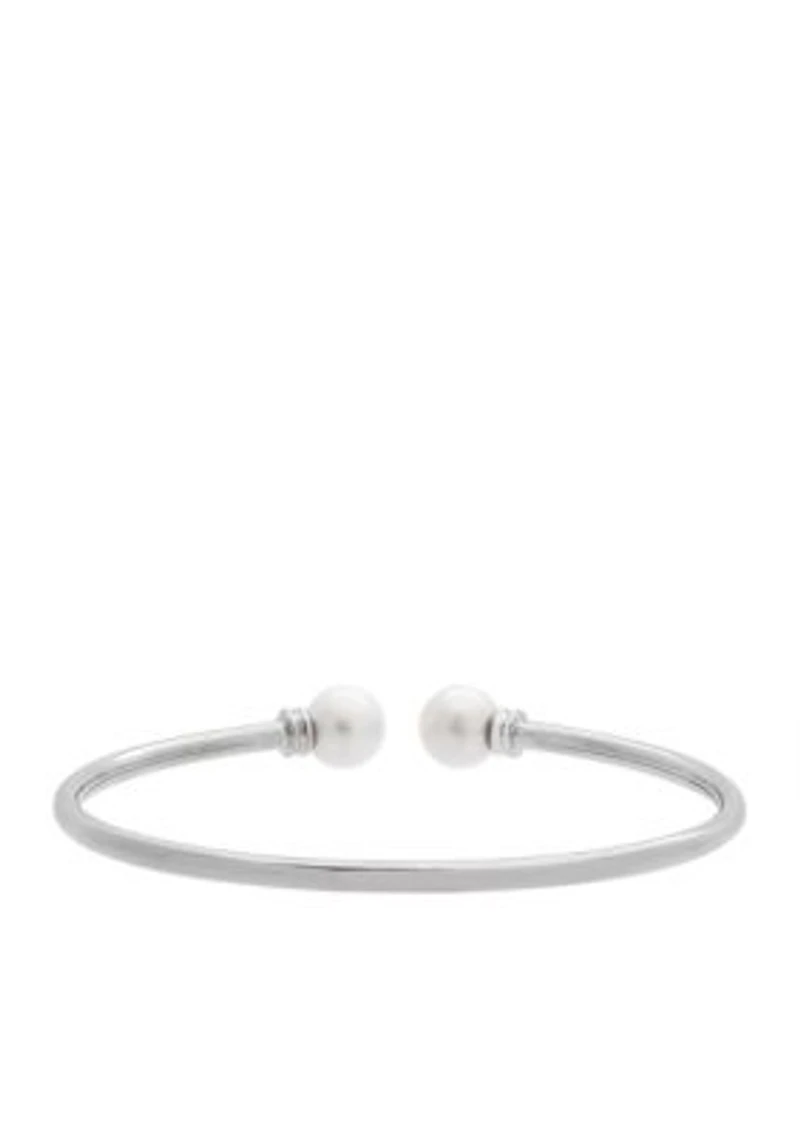Sterling Silver Pearl Slip-On Bangle Bracelet