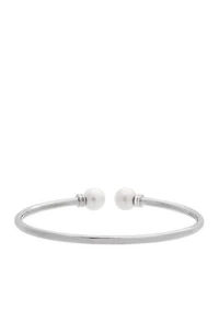 Sterling Silver Pearl Slip-On Bangle Bracelet