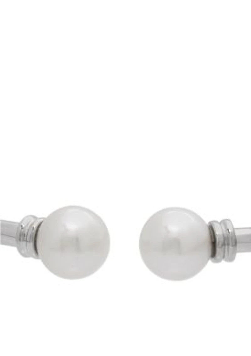 Sterling Silver Pearl Slip-On Bangle Bracelet