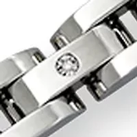 Diamond and Onyx Chain Bracelet in Stainless Steel