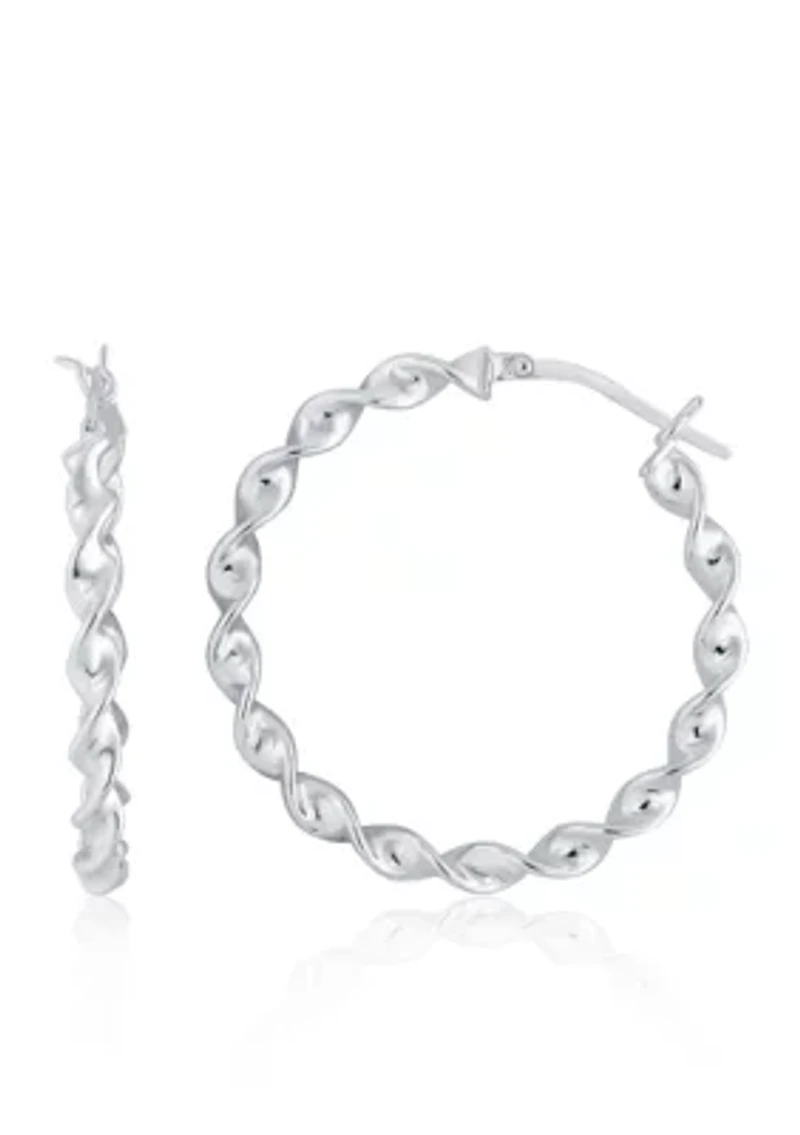 Twist Hoop Earrings in Sterling Silver