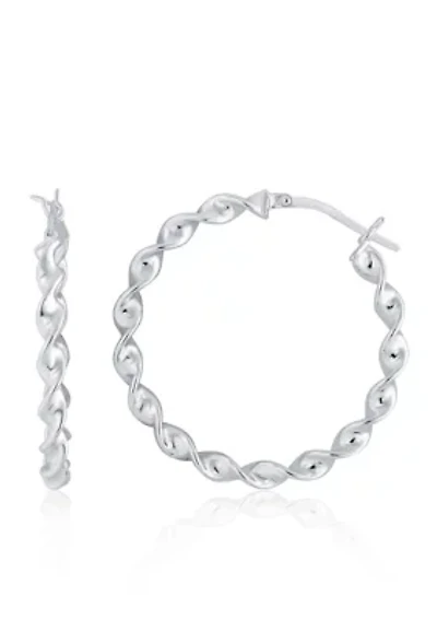 Twist Hoop Earrings in Sterling Silver