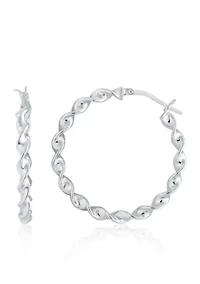 Twist Hoop Earrings in Sterling Silver