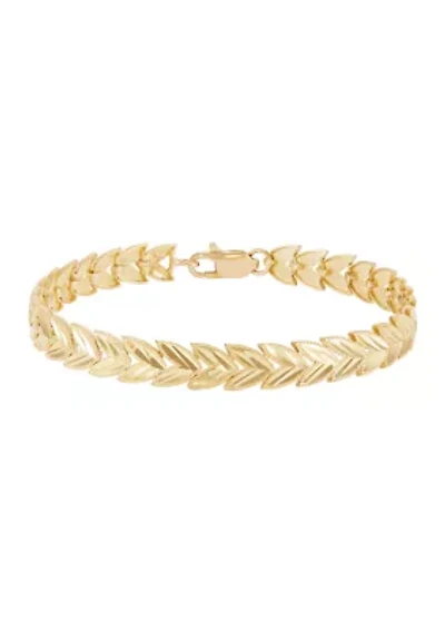 Chevron Leaf Bracelet in 10K Yellow Gold