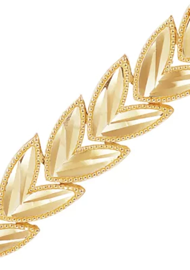 Chevron Leaf Bracelet in 10K Yellow Gold