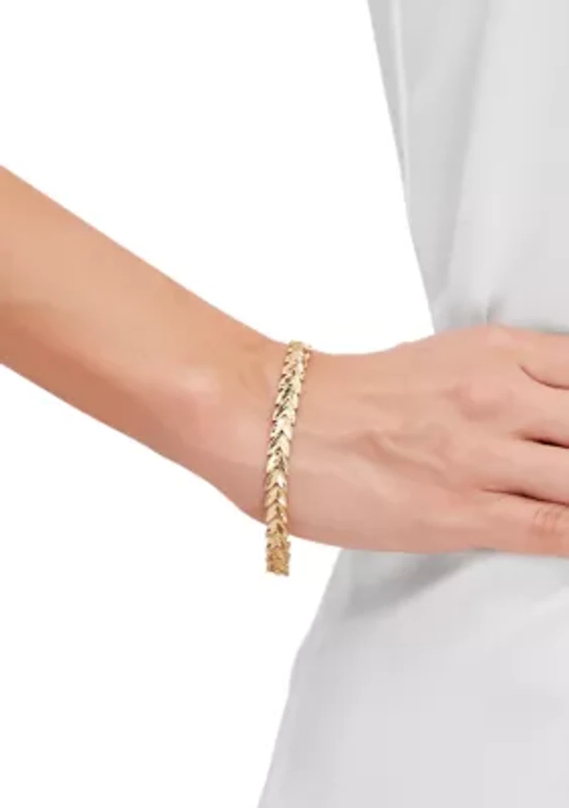 Chevron Leaf Bracelet in 10K Yellow Gold