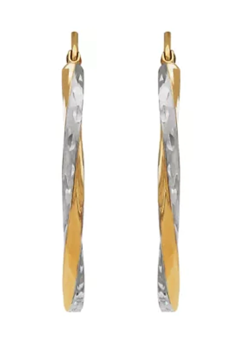 10K Two-Tone Twisted Hoop Earrings