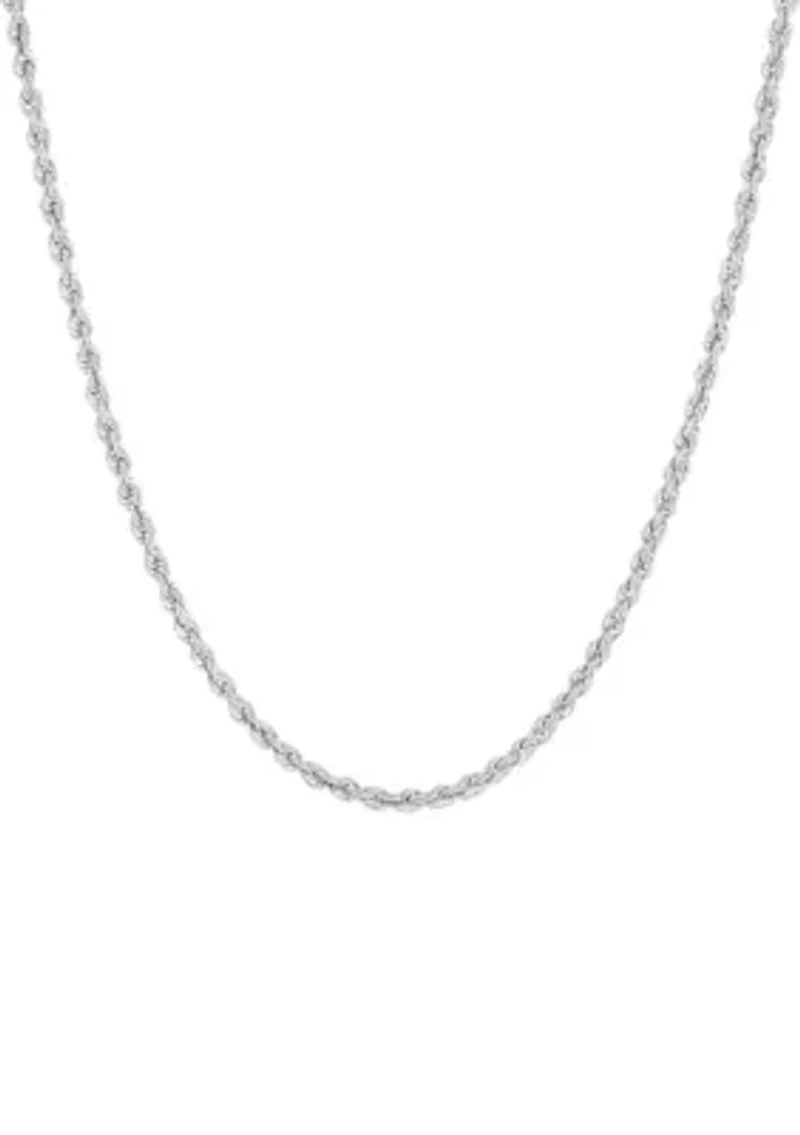 Hollow Rope Chain Necklace in 10K White Gold