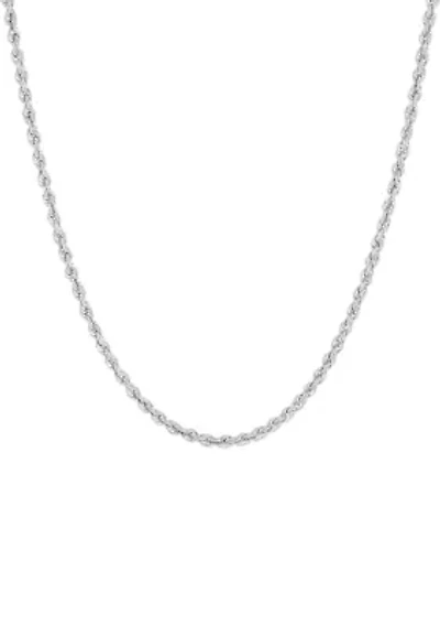 Hollow Rope Chain Necklace in 10K White Gold