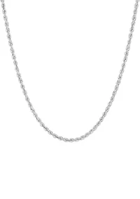 Hollow Rope Chain Necklace in 10K White Gold
