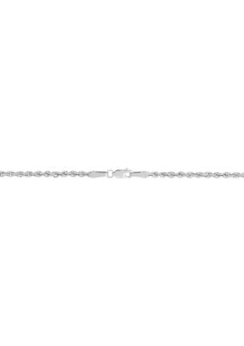 Hollow Rope Chain Necklace in 10K White Gold