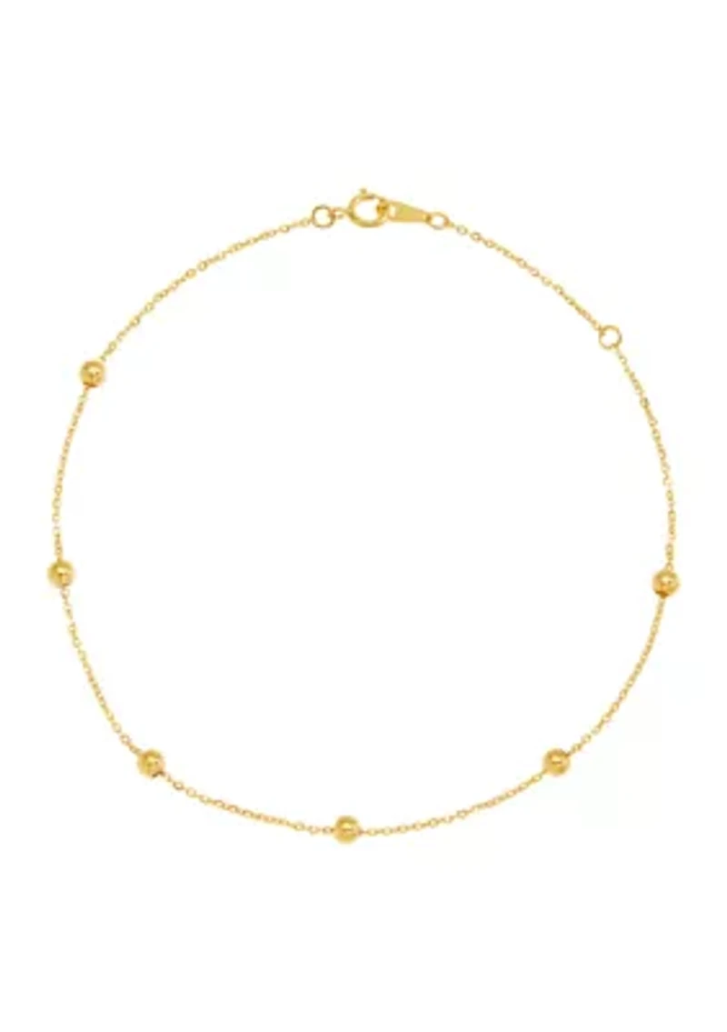 Tincup Beads Anklet in 10K Yellow Gold