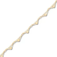 10K Yellow Gold Scallop Rolo Beaded Anklet
