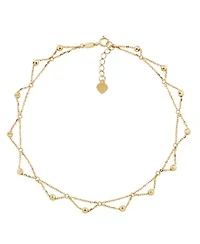 10K Yellow Gold Scallop Rolo Beaded Anklet