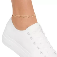10K Yellow Gold Scallop Rolo Beaded Anklet