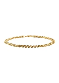 Two Row Hollow Light Rope Bracelet in 10K Yellow Gold