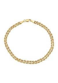 Two Row Hollow Light Rope Bracelet in 10K Yellow Gold
