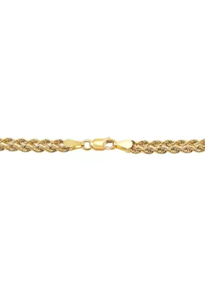 Two Row Hollow Light Rope Bracelet in 10K Yellow Gold