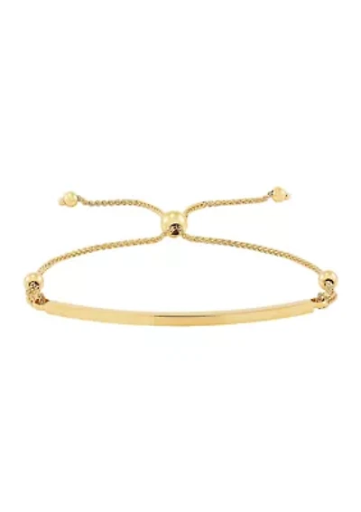 Bolo Bead with Curved Bar Bracelet in 10k Yellow Gold
