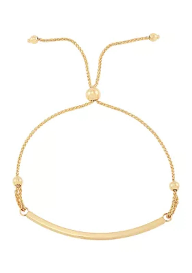 Bolo Bead with Curved Bar Bracelet in 10k Yellow Gold