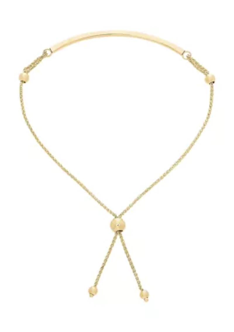 Bolo Bead with Curved Bar Bracelet in 10k Yellow Gold