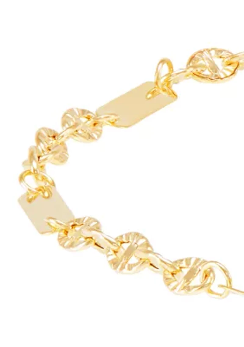 2.7 Millimeter Hollow Bar Links Anklet in 10K Yellow Gold