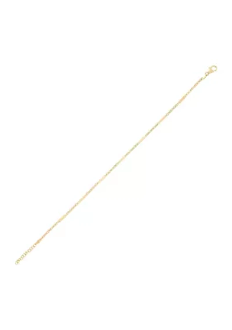 2.7 Millimeter Hollow Bar Links Anklet in 10K Yellow Gold