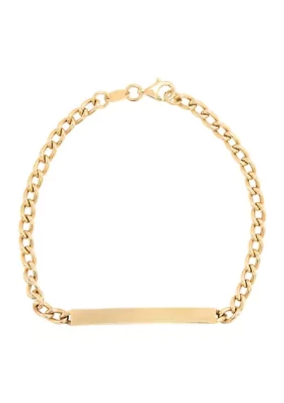 Curved Bar Curb Bracelet in 10K Yellow Gold