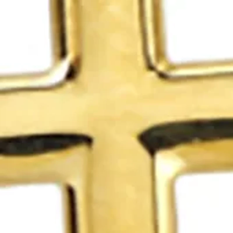 Beads Station with Center Cross Bracelet in 10K Yellow Gold