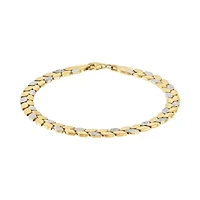 10K Yellow and White Gold Double Row Marquise Shape link Bracelet
