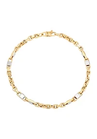 Hollow Alternate Oval and Marina Links Bracelet in 10K Yellow Gold