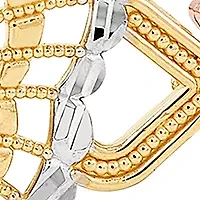 Center Butterfly Flower Link Bracelet in 10K Tri Tone Gold