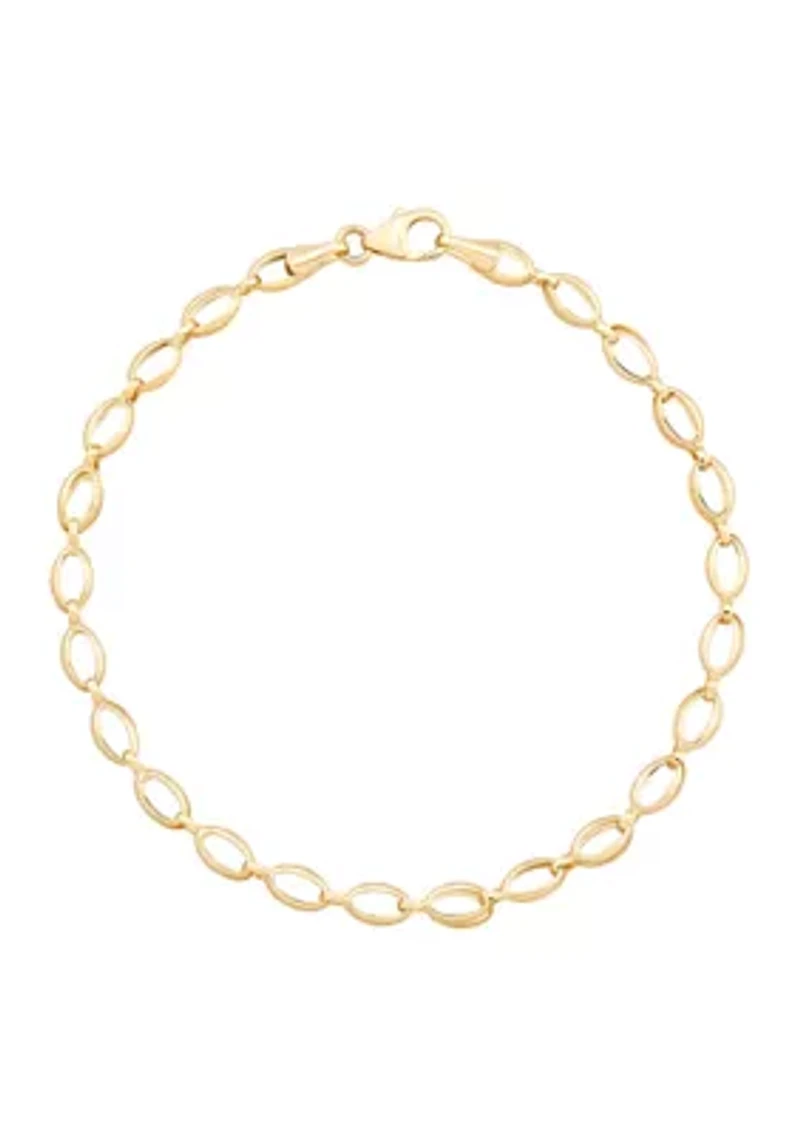 Hollow Oval Link Bracelet in 10K Yellow Gold
