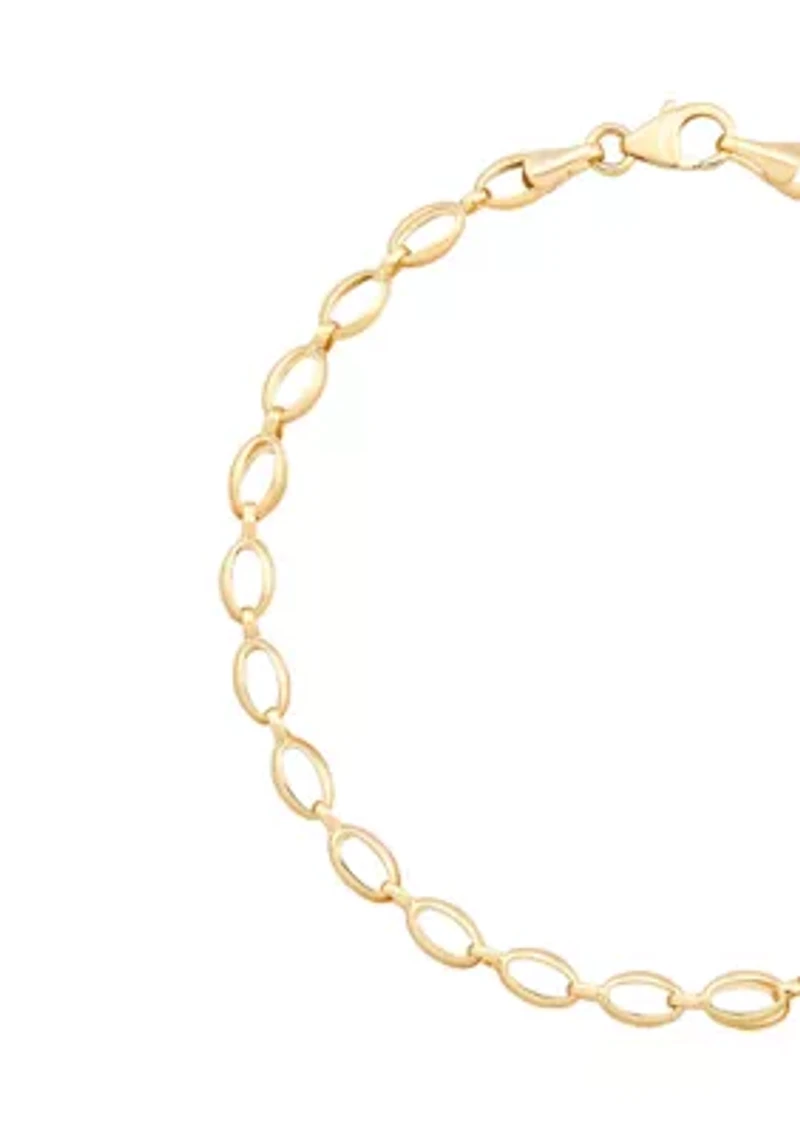 Hollow Oval Link Bracelet in 10K Yellow Gold