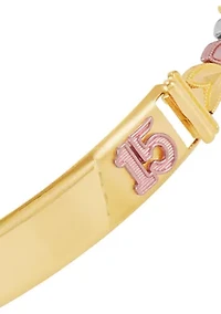 Chevron Links Center 15 Bracelet in 10K Tri Tone Gold