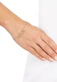 Heart and Cross Bracelet in 10K Yellow Gold
