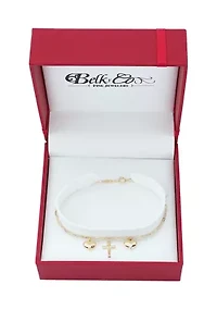 Heart and Cross Bracelet in 10K Yellow Gold