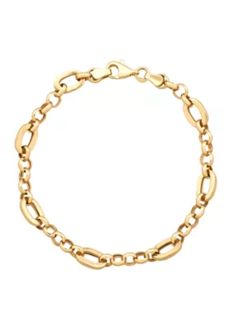 Rolo and Oval Link Bracelet in 10K Yellow Gold
