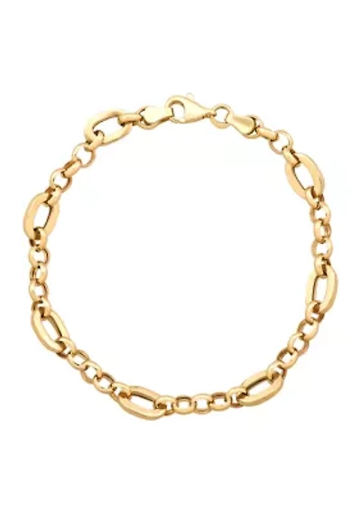 Rolo and Oval Link Bracelet in 10K Yellow Gold