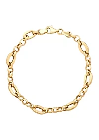 Rolo and Oval Link Bracelet in 10K Yellow Gold