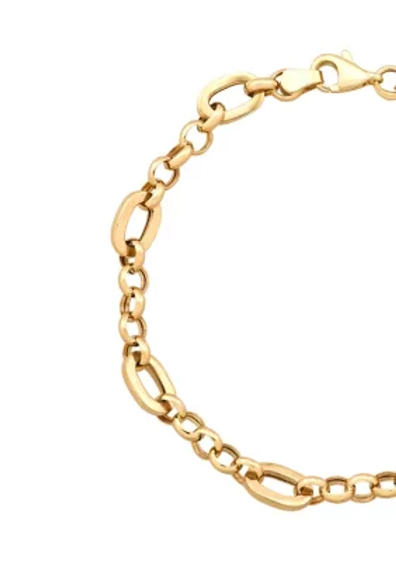 Rolo and Oval Link Bracelet in 10K Yellow Gold