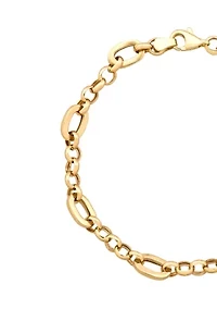 Rolo and Oval Link Bracelet in 10K Yellow Gold