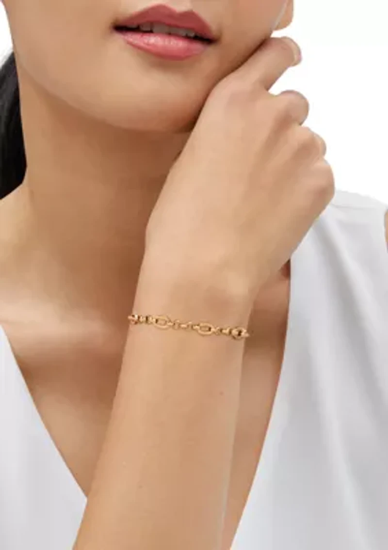 Rolo and Oval Link Bracelet in 10K Yellow Gold