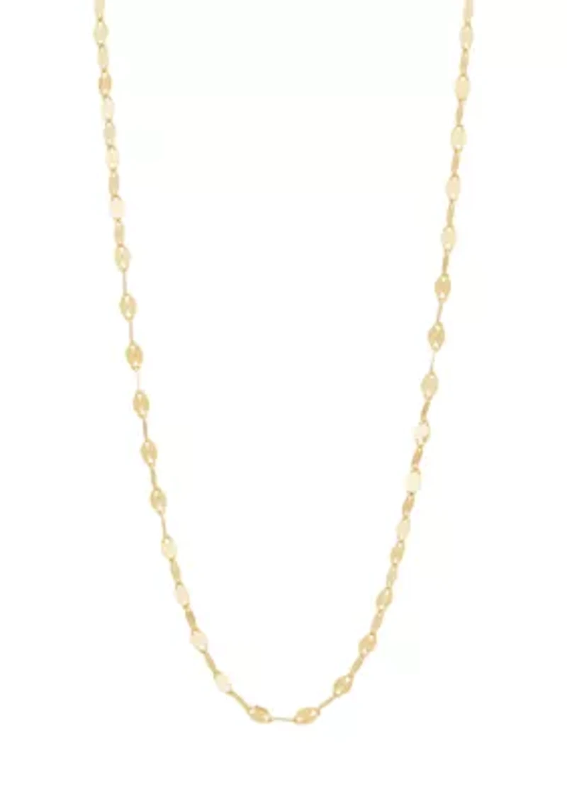 Flower Mirror Chain Necklace in 10K Yellow Gold